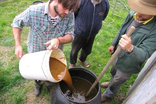 30 adding the yeasty mix to the main drum