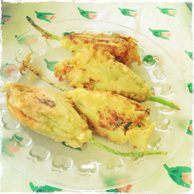 Stuffed zucchini flowers!