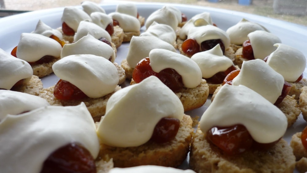 Candied cumquats on sourdough scones...