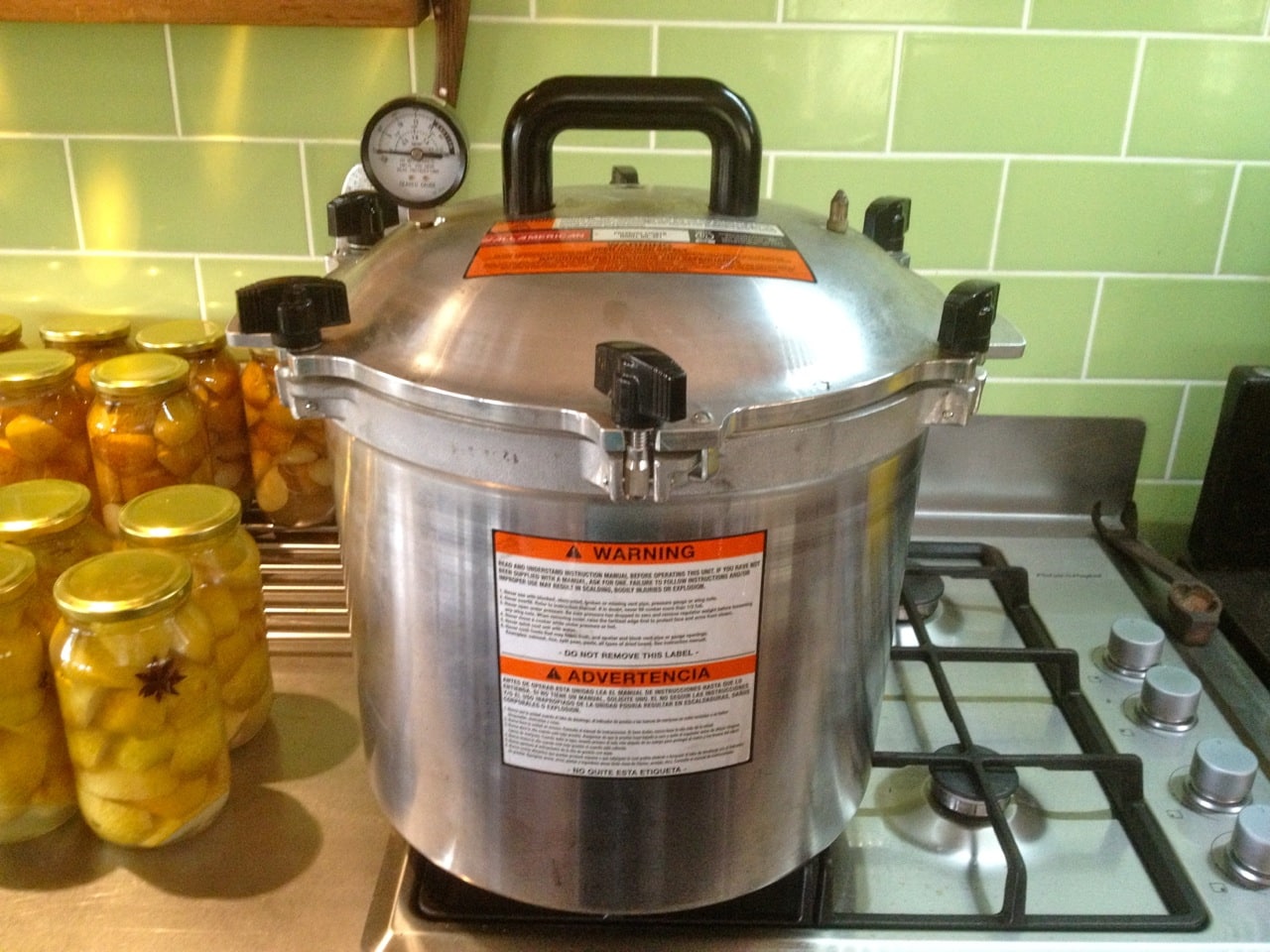 The All American 921 Pressure canner. Resplendent in both it's warnings, and its capabilities 