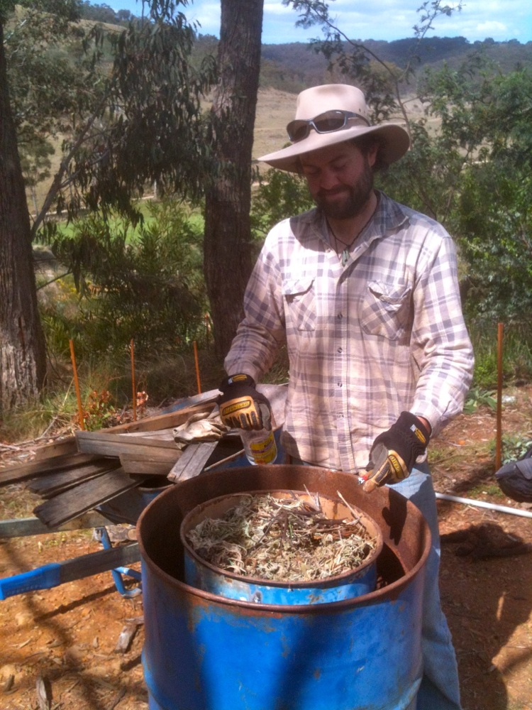 Dan ready to light the biomass