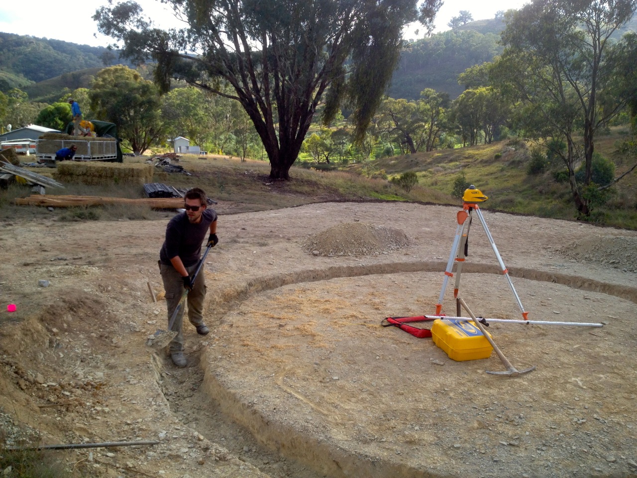 Floyd finishing off the foundation trench