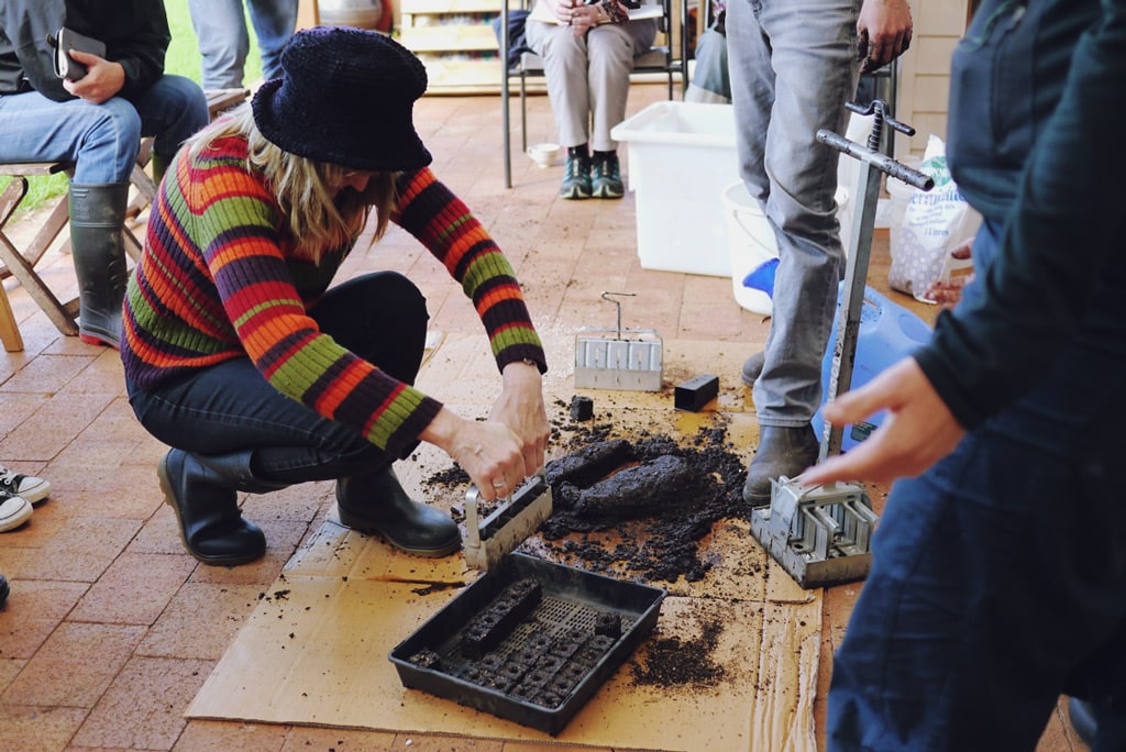 soil block making - Serious Backyard Veggies at Buena Vista Farm