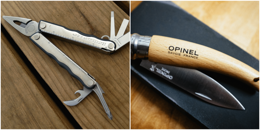 leatherman + opinel knife