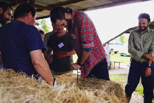 strawbale building at Milkwood's Natural Building course