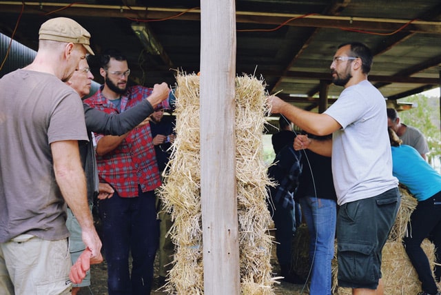 strawbale building at Milkwood's Natural Building course