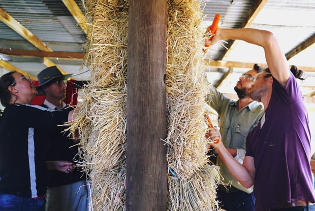 strawbale building at Milkwood's Natural Building course