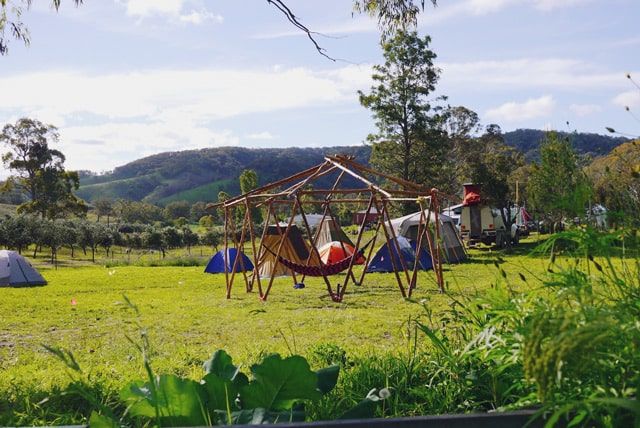 roundwood reciprocal roundhouse making at Milkwood's Natural Building course