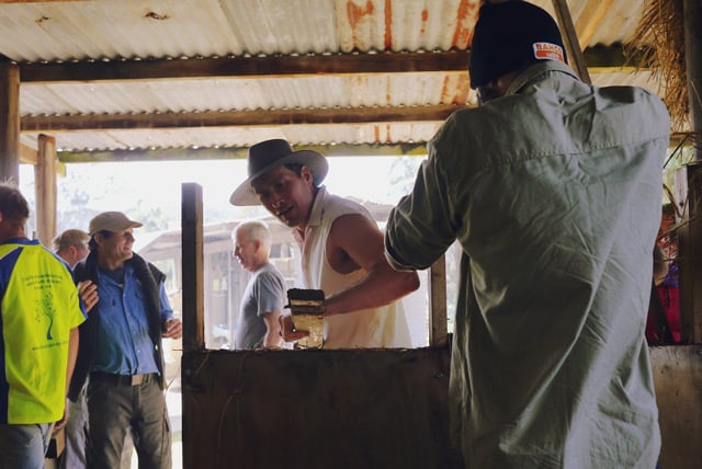 making light earth walls at Milkwood's Natural Building course