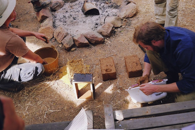 mudbricks at Milkwood's Natural Building course