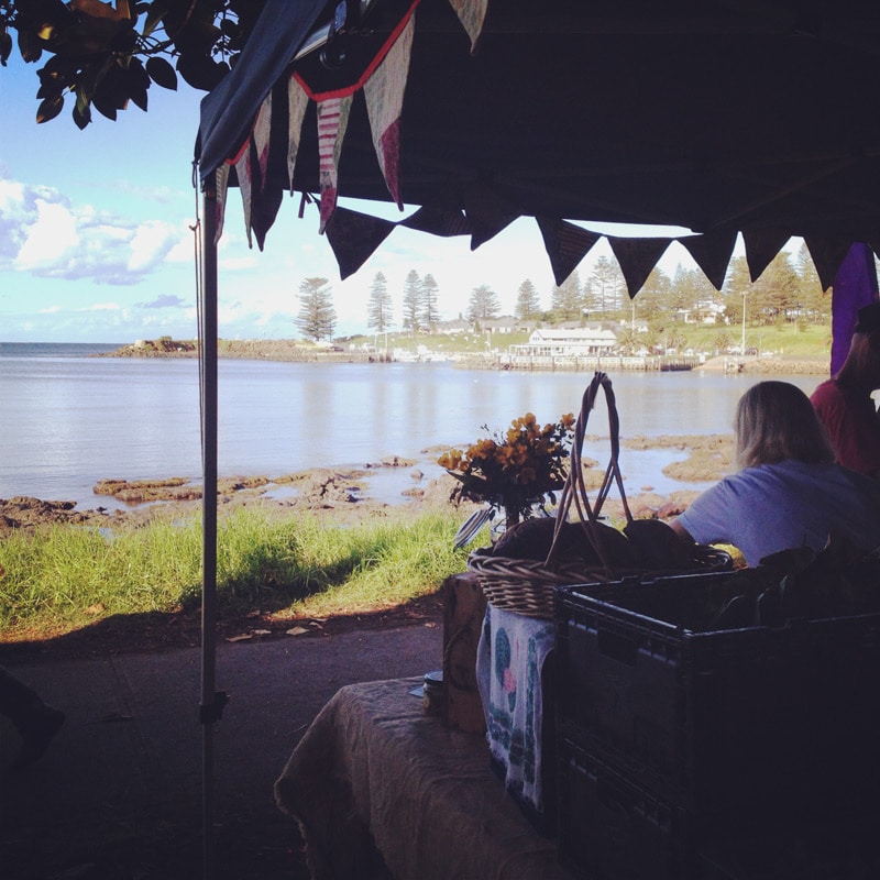 Kiama Farmer's Markets. They've got it all, including free childcare, if you like pebble beachers and soggy shoes.