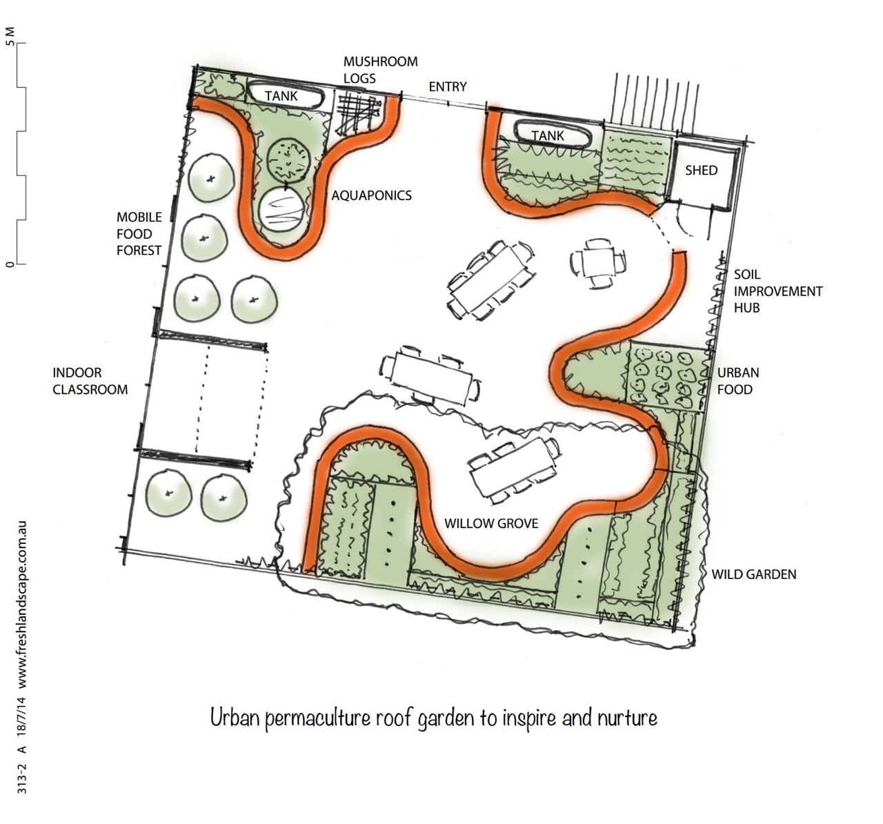 The 107 Rooftop Garden design, as rendered by Fresh Landscapes