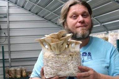 Visiting- Gabe’s small-scale mushroom startup