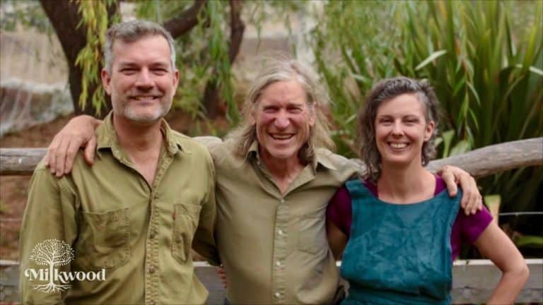 Nick Ritar, David Holmgren and Kirsten Bradley, the Permaculture Living teachers
