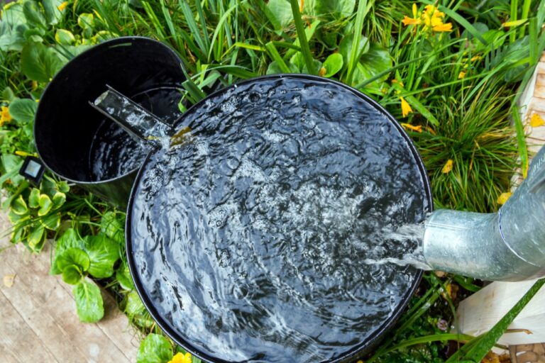 Two,Rainwater,Collection,Tanks,With,Overflow