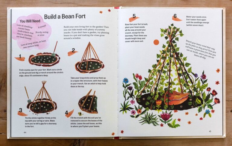 Build a Bean Fort project spread, six illustrated steps